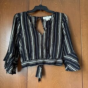 Salt Water Luxe Black, Gray and Gold Stripe Women's Top NWT Sz Small Ret $78